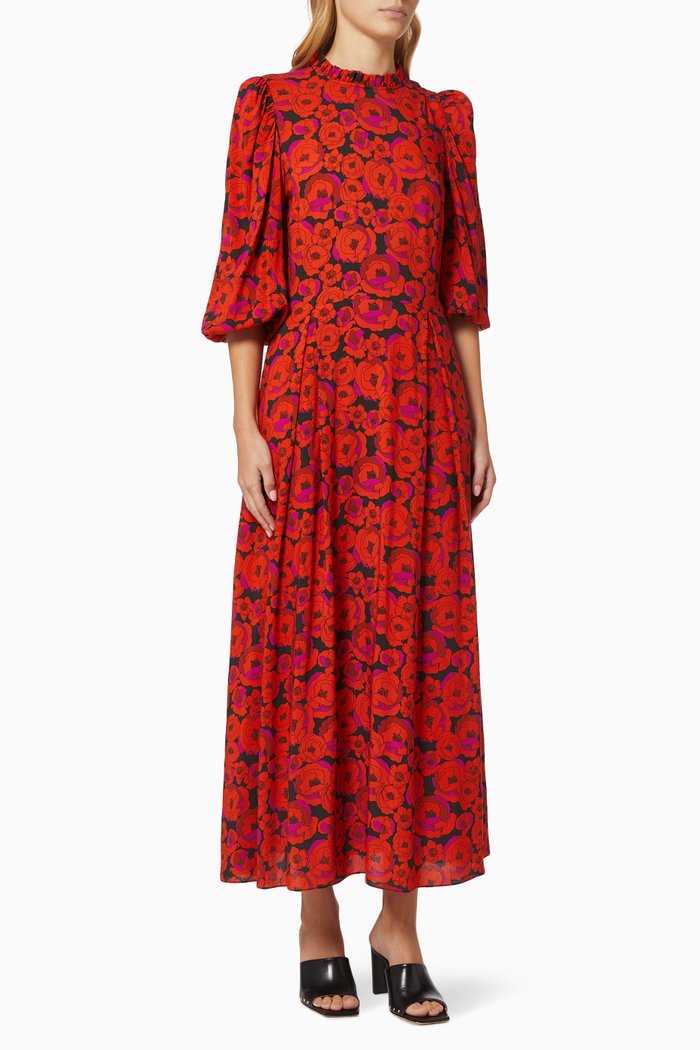 

Carly Floral Dress in Viscose, Red