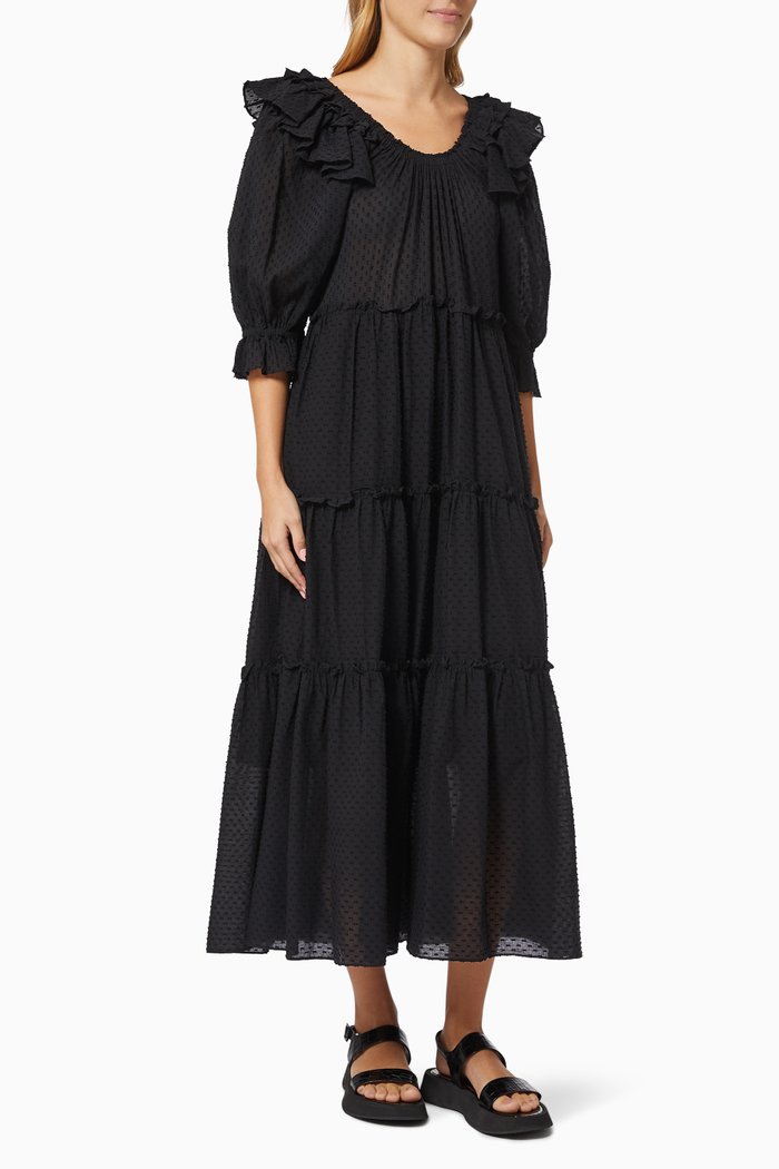

Ariella Tiered Dress in Cotton, Black