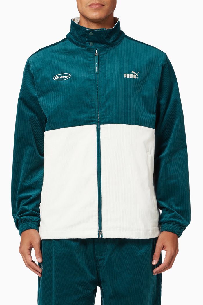 

x BUTTER GOODS Track Jacket in Recycled Corduroy, Green