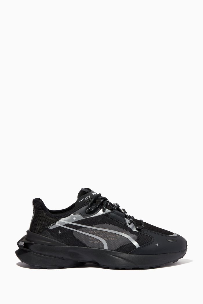 

Pwrframe OP-1 Tech Sneakers in Mesh & Leather, Black
