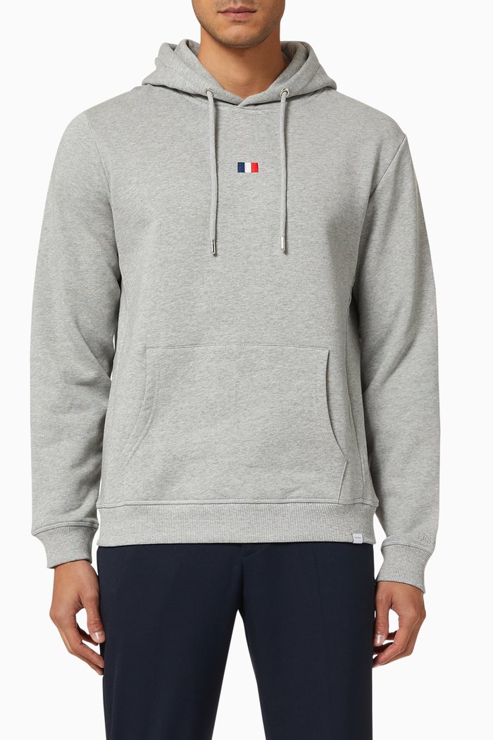 

Flag Hoodie in Cotton Jersey, Grey