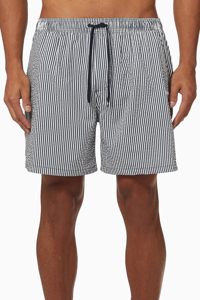 

Quinn Seersucker Swim Shorts in Recycled Polyester, Blue