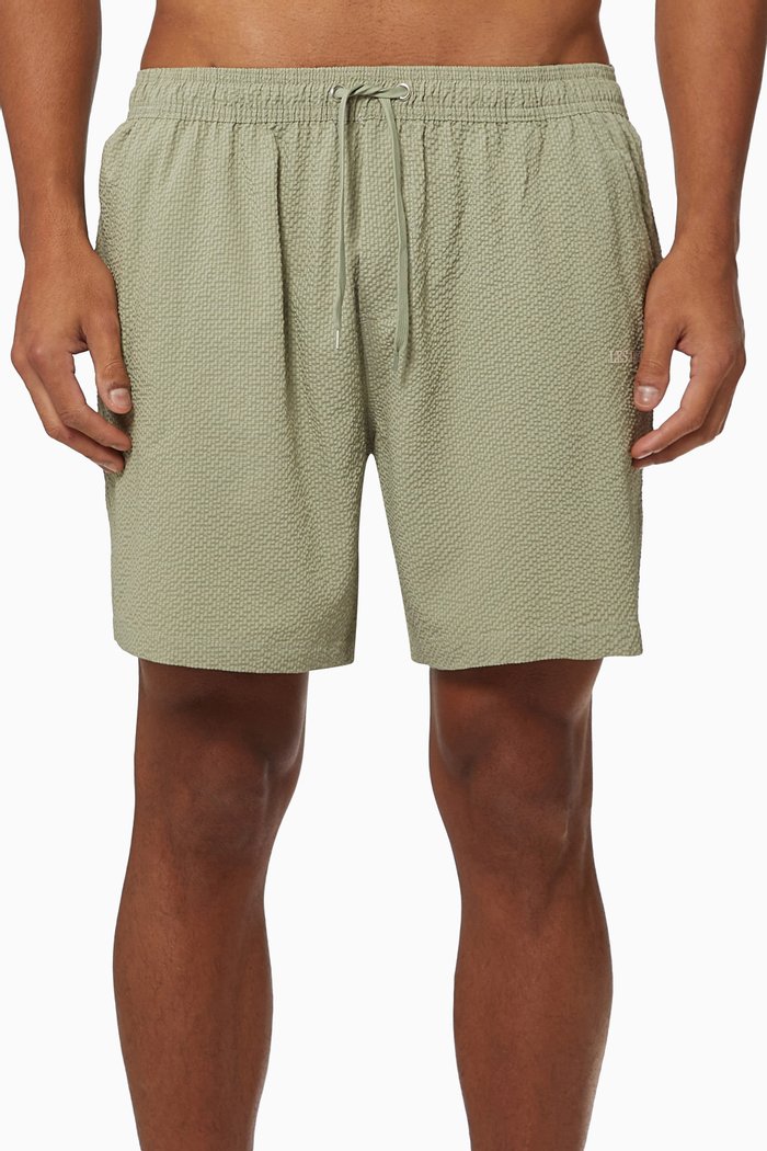 

Quinn Seersucker Swim Shorts in Recycled Polyester, Green