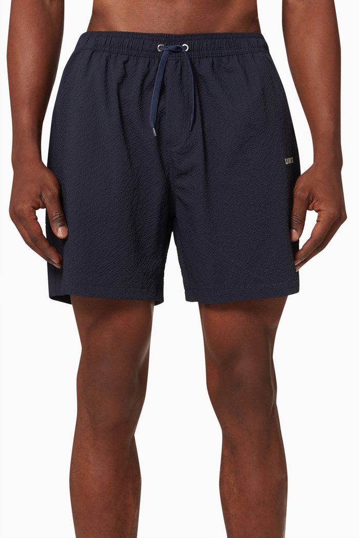 

Quinn Seersucker Swim Shorts in Recycled Polyester, Blue