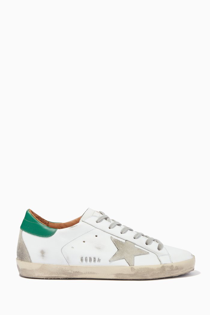 

Super-Star Sneakers with Suede Star in Leather, White
