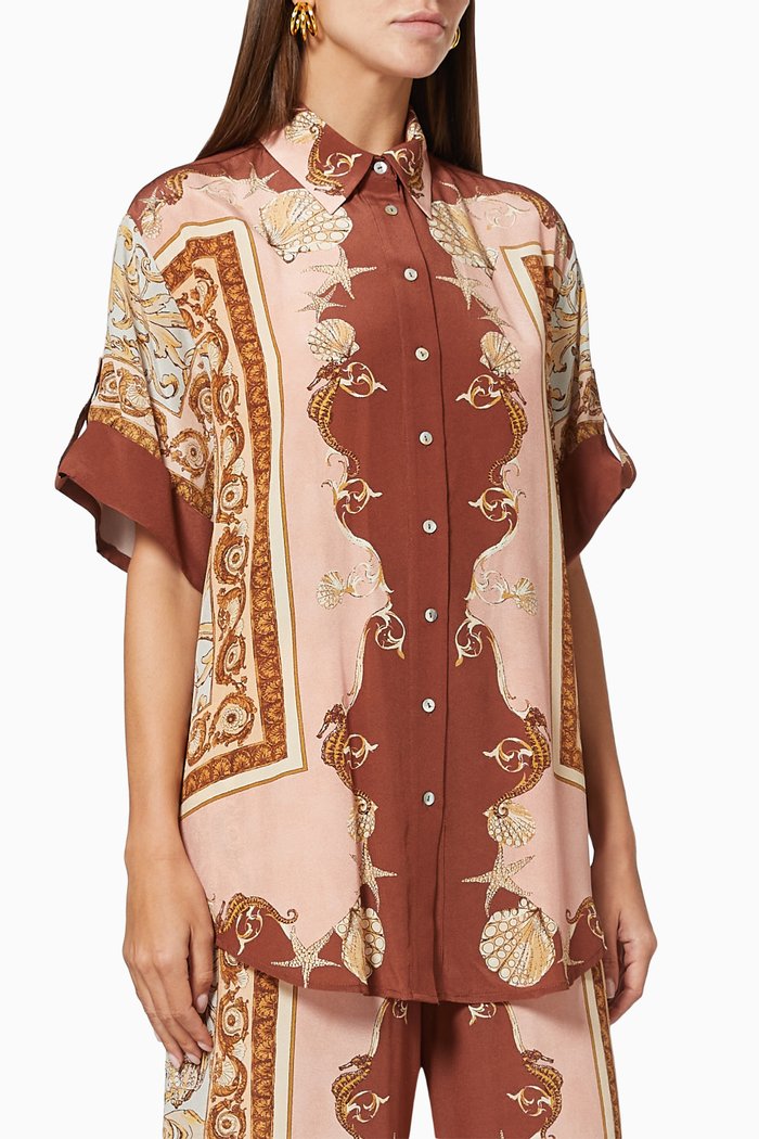 

Ursula Oversized Shirt in Silk, Brown