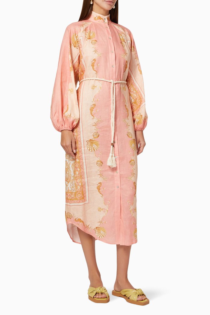 

Ursula Shirtdress in Linen, Pink