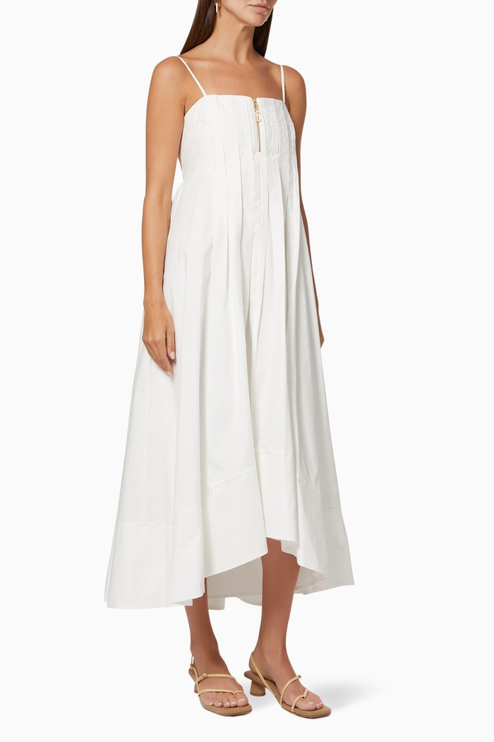 

Selene Pleated Dress in Cotton, Neutral