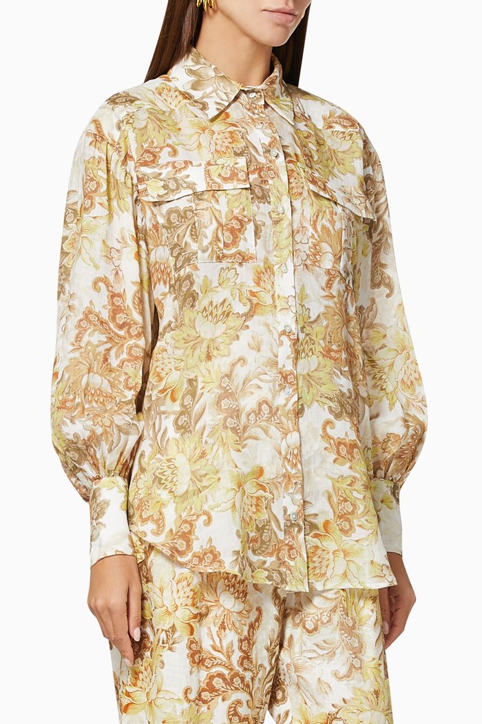 

Bernadette Oversized Shirt in Ramie, Multicolour