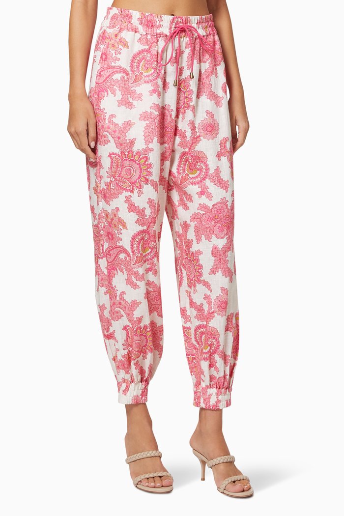 

Juno Drawstring Pants in Linen, Pink