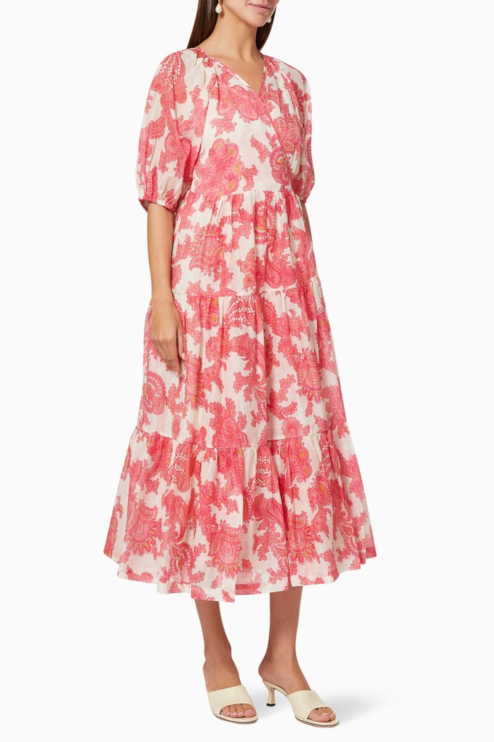 

Juno Wrap Dress in Cotton, Pink