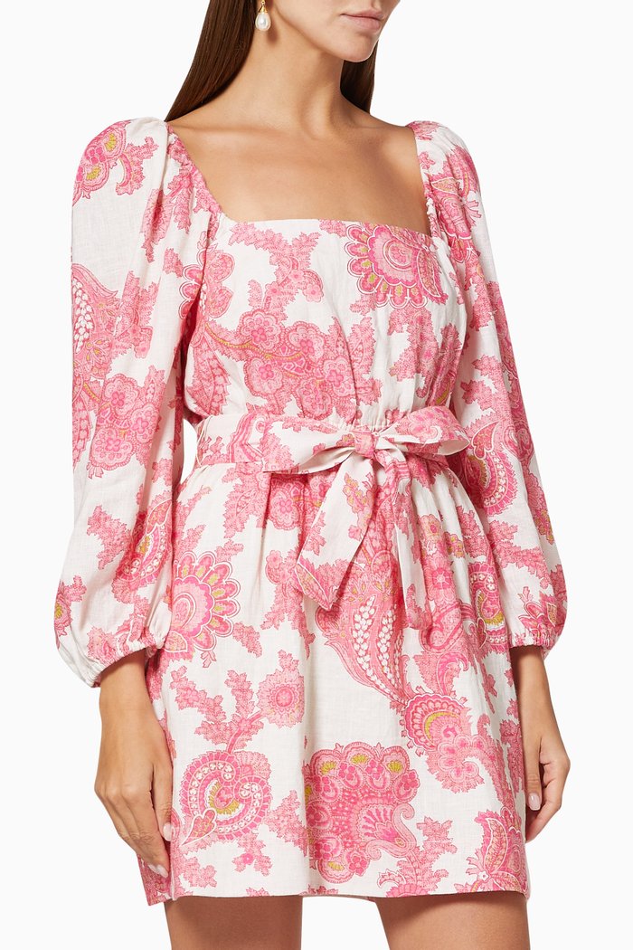

Juno Mini Dress in Linen, Pink
