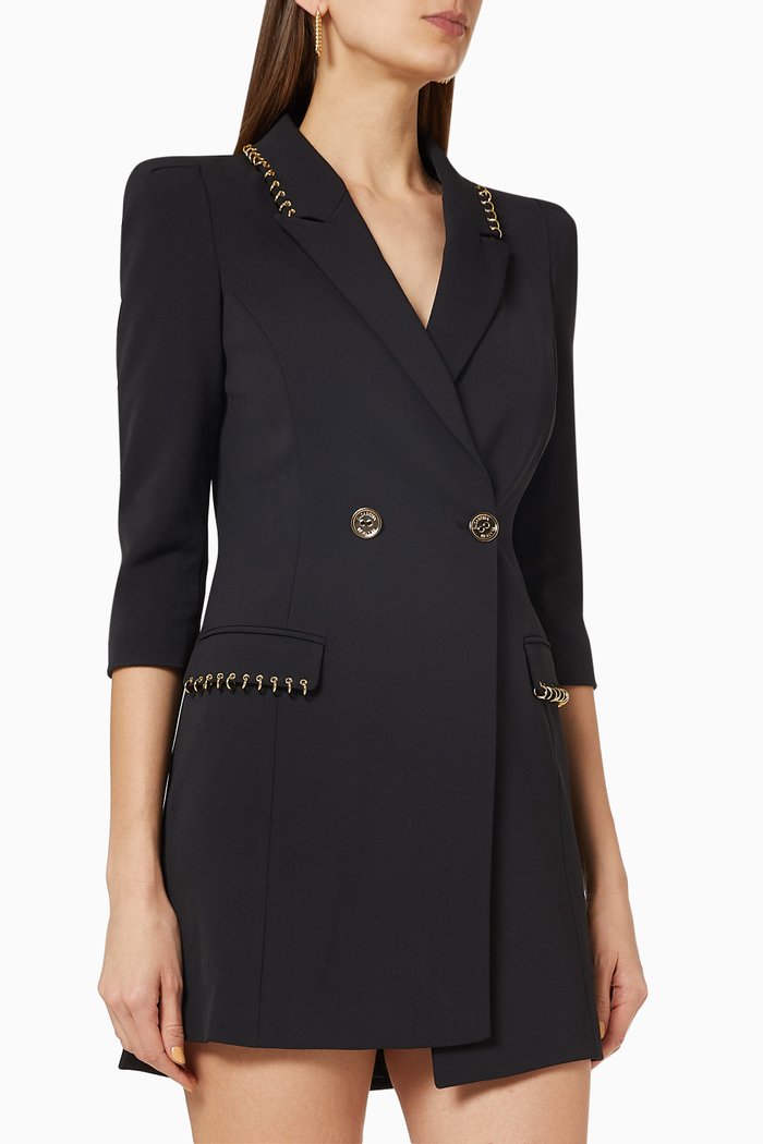 

Coat Dress with Piercing in Crêpe, Black