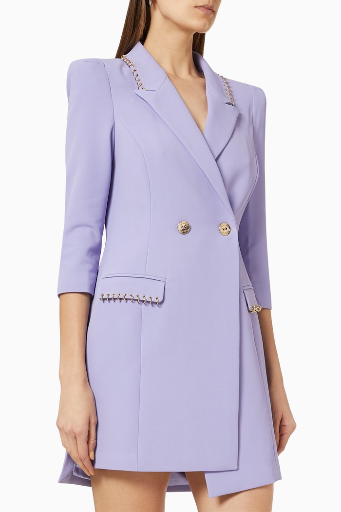 

Coat Dress with Piercing in Crêpe, Purple