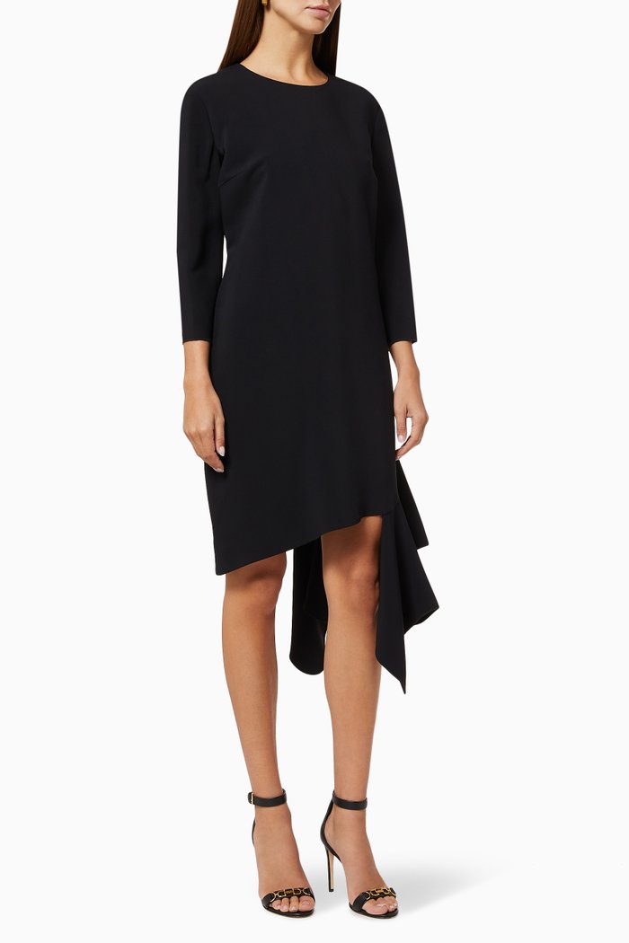 

Asymmetric Dress in Viscose Jersey, Black