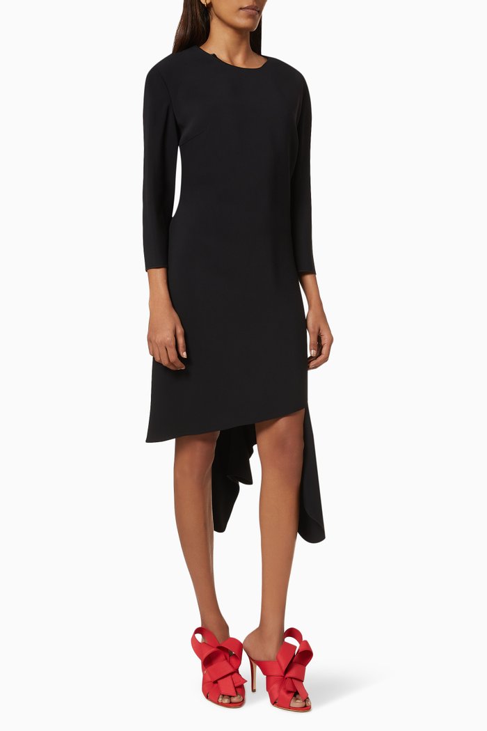 

Asymmetric Dress in Viscose Jersey, Black