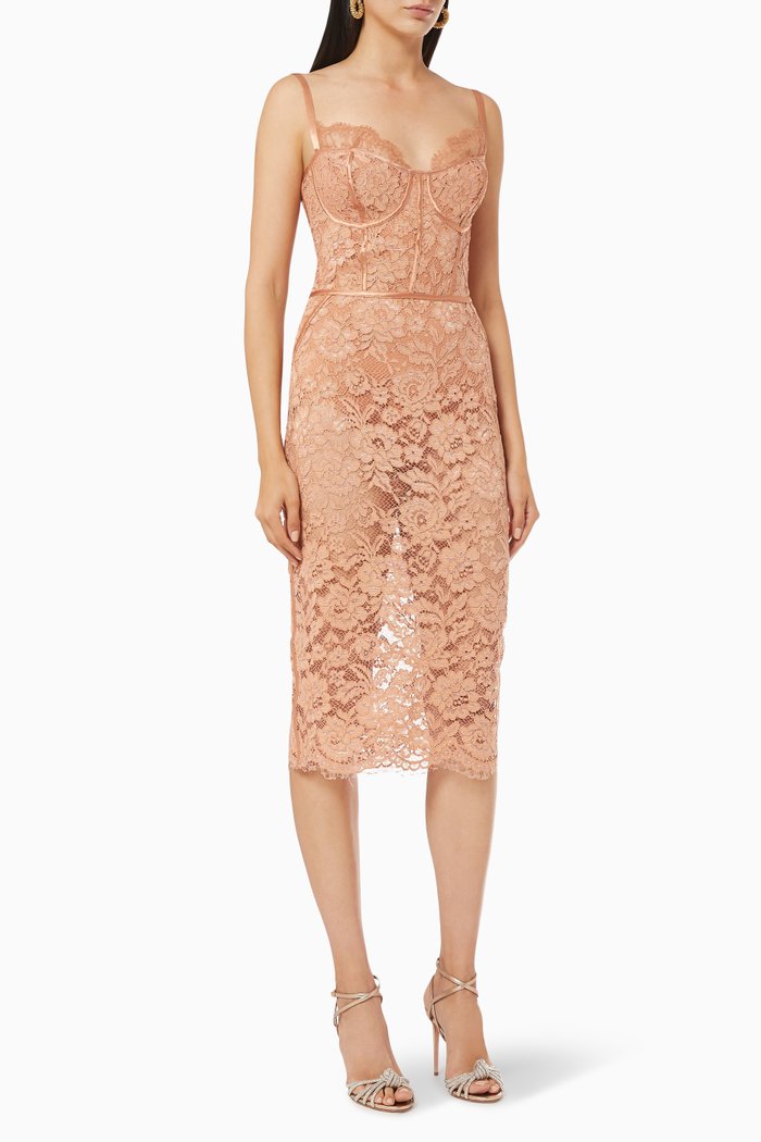 

Sheath Dress in Rebrodé Lace, Rose gold