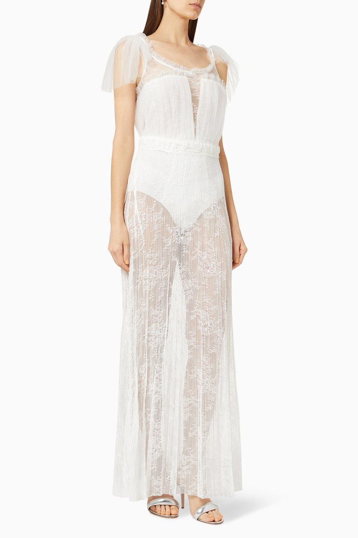 

Gown with Satin Bow in Lace, Neutral