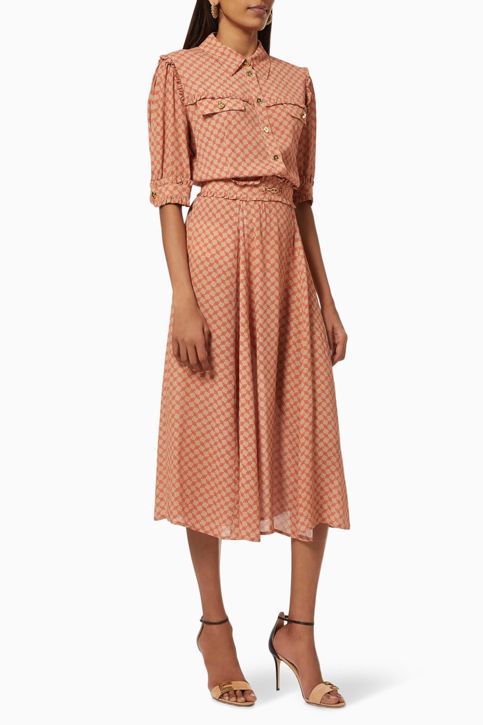 

Shirt Dress in Horse Bit Viscose Georgette, Multicolour