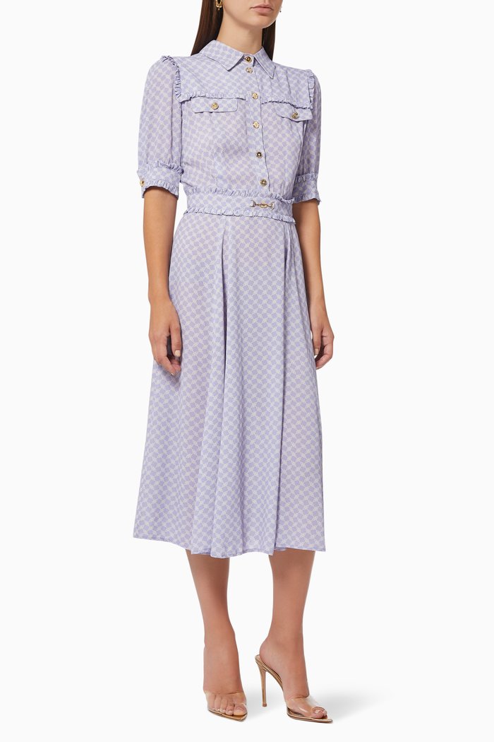 

Shirt Dress in Horse Bit Viscose Georgette, Purple