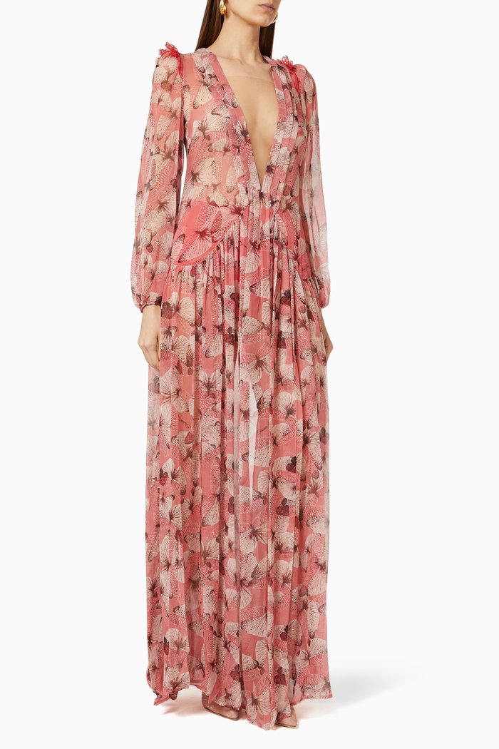 

Gown in Butterfly Silk Georgette, Red