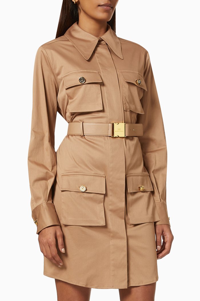 

Shirt Dress in Stretch Fabric, Brown
