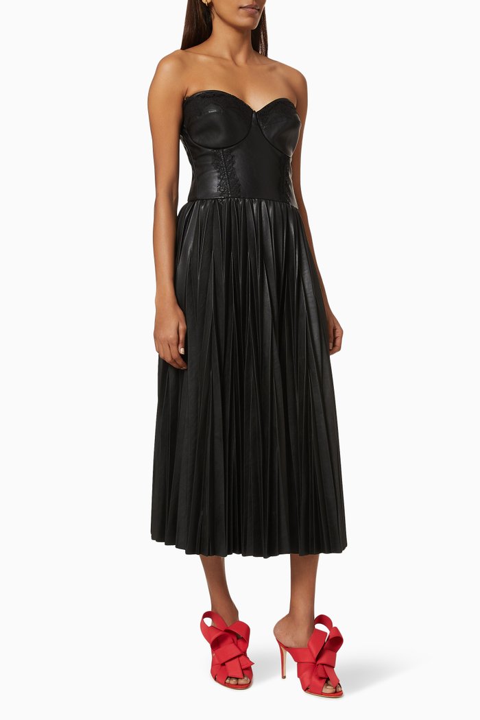 

Midi Dress in Faux Leather, Black