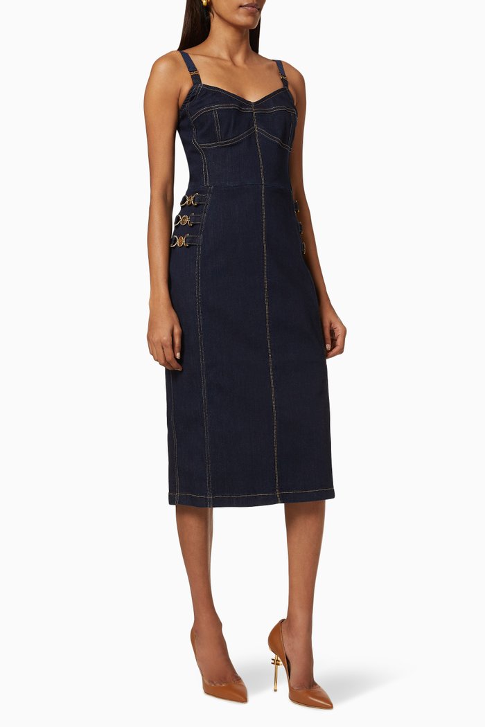 

Sheath Dress in Cotton Denim, Blue