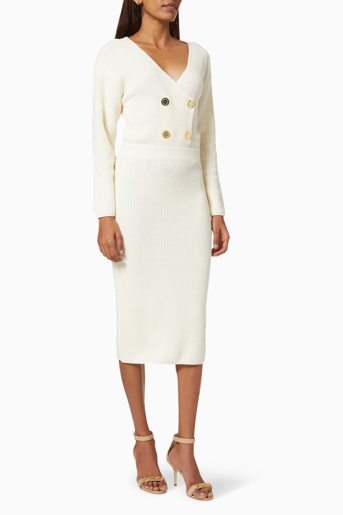 

Midi Dress in Viscose Rib-knit, White