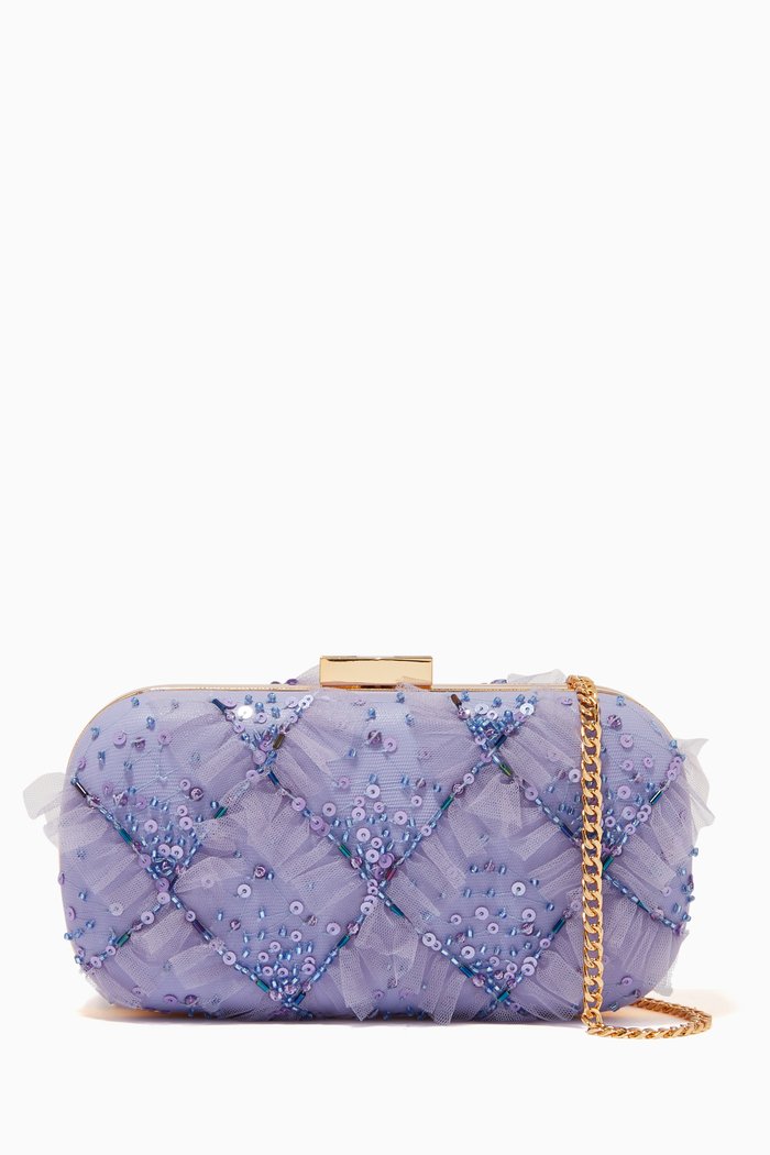 

Mini Clutch Bag in Sequin Mesh, Purple
