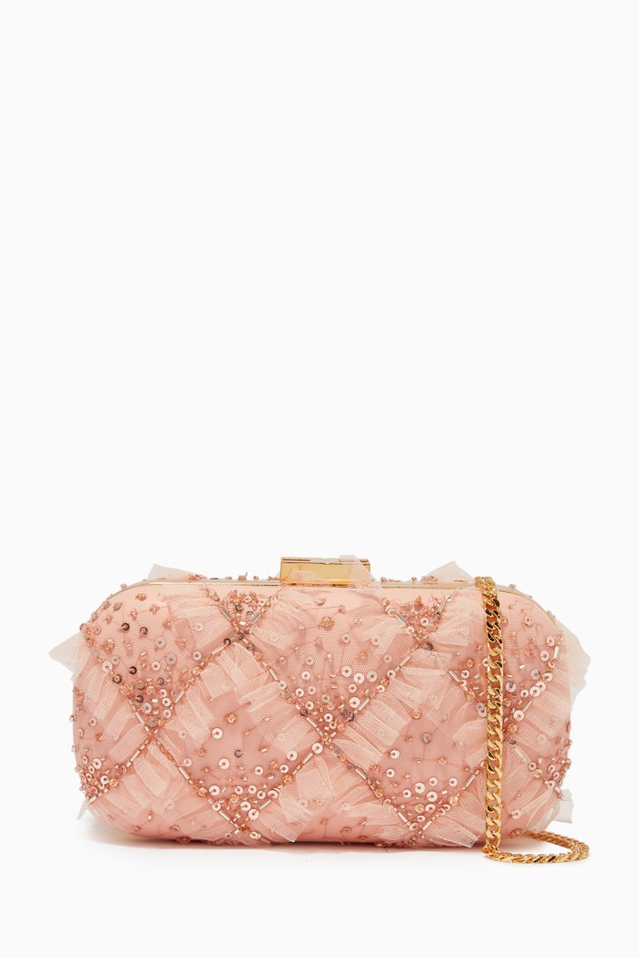 

Mini Clutch Bag in Sequin Mesh, Rose gold