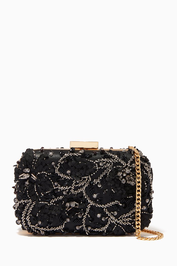 

Mini Clutch Bag in Sequin Bead Mesh, Black
