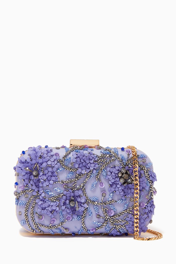 

Mini Clutch Bag in Sequin Bead Mesh, Purple