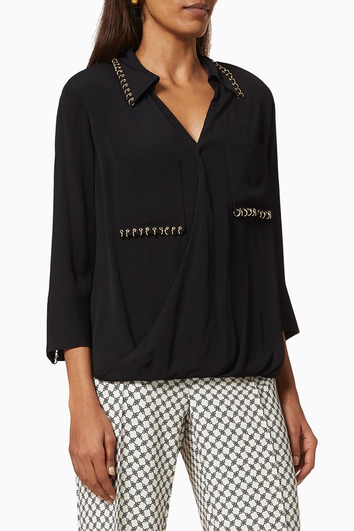 

Crossover Blouse in Viscose Georgette, Black