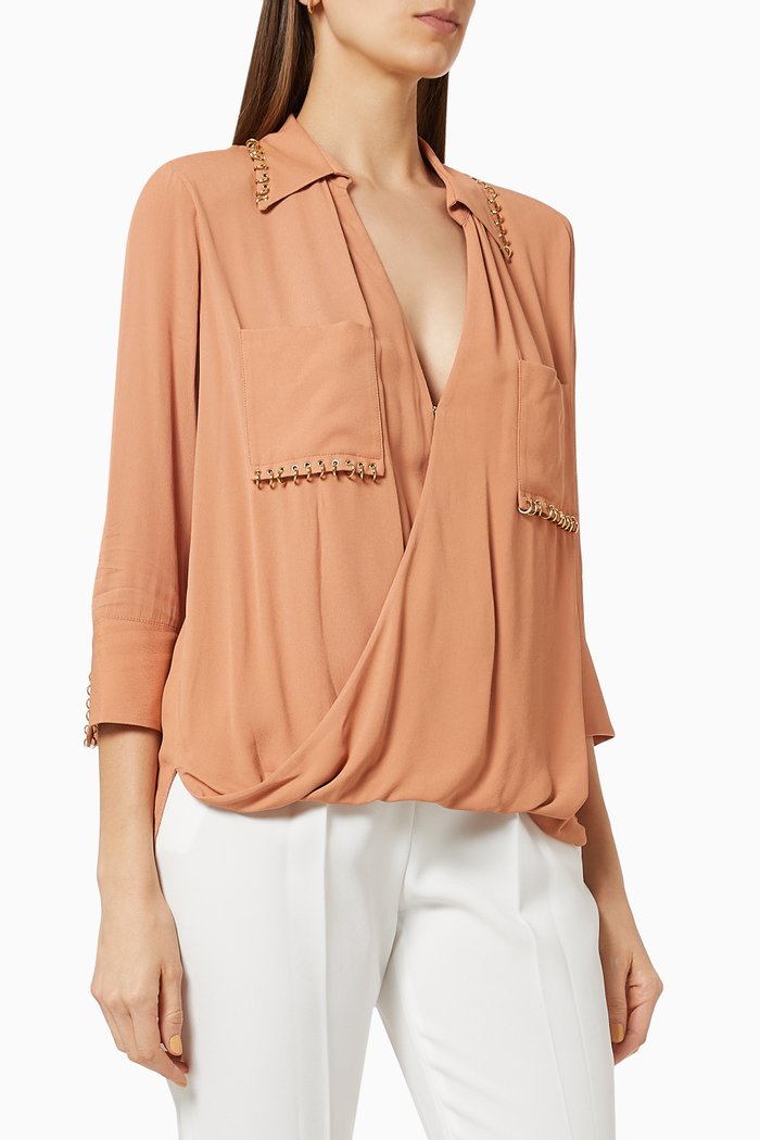 

Crossover Blouse in Viscose Georgette, Rose gold