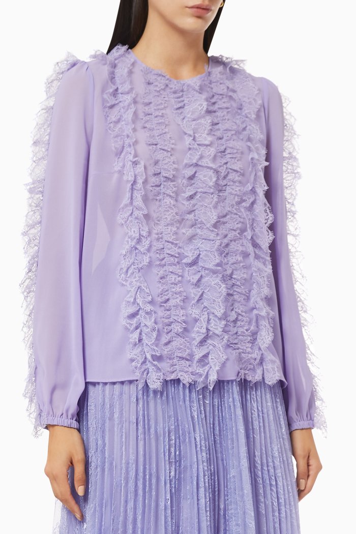 

Blouse with Chantilly Lace in Georgette, Purple