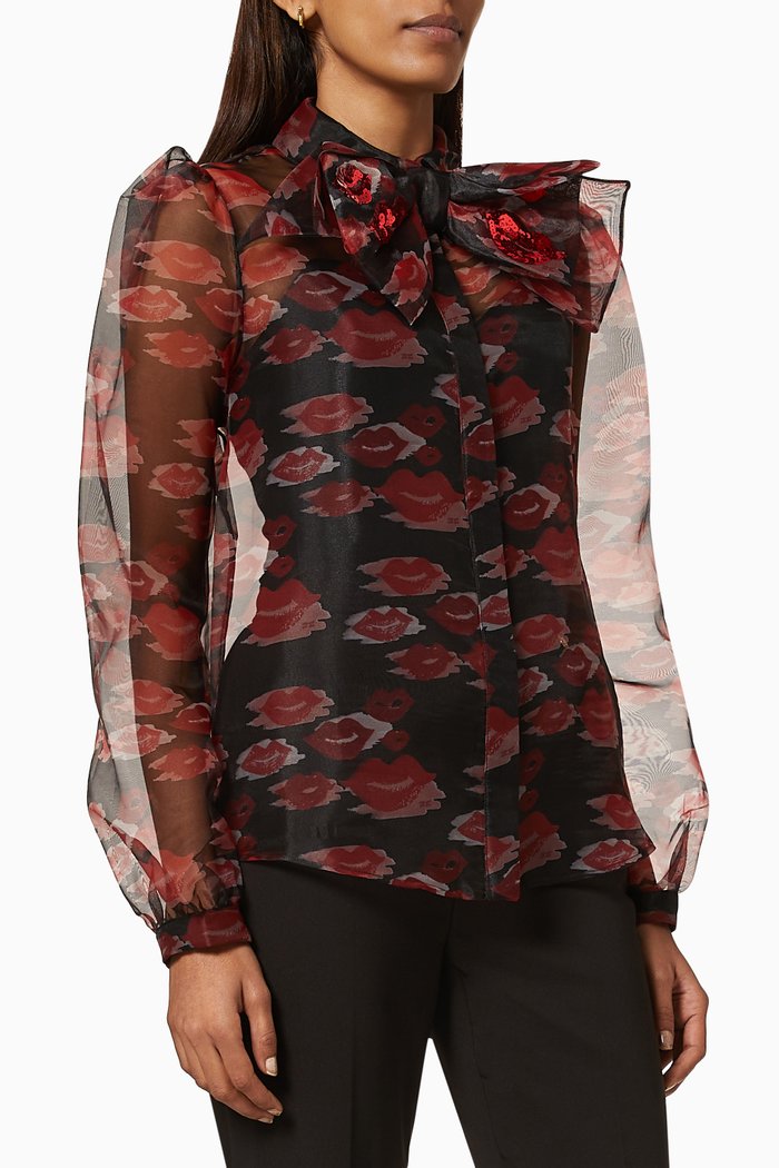 Blouse in Lip Organza, Black