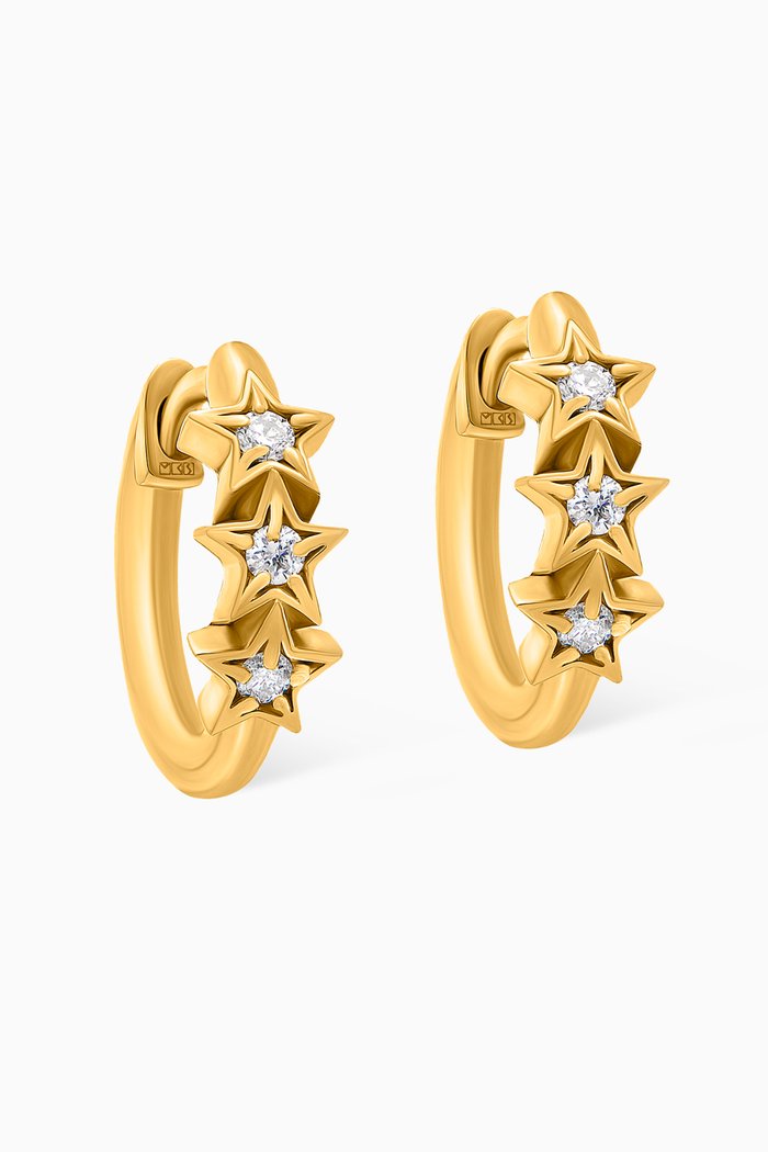

Star Huggy Earrings with Diamonds in 18kt Yellow Gold