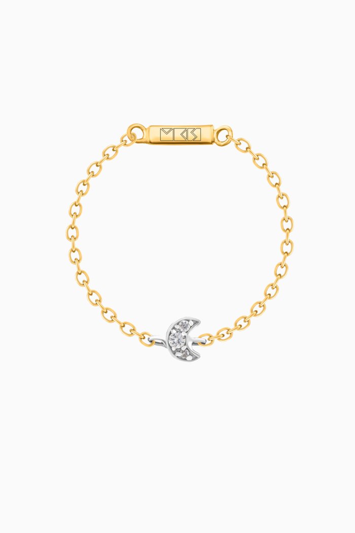 

Moon Chain Ring with Diamonds in 18kt Mix Gold