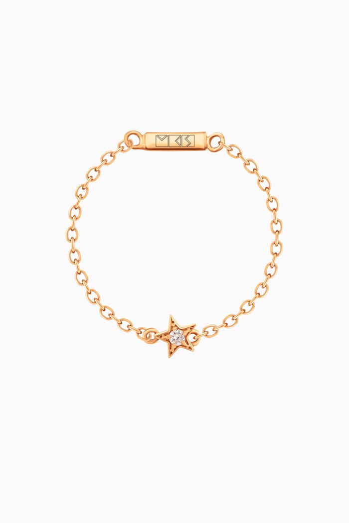 

Star Chain Ring with Diamonds in 18kt Yellow Gold