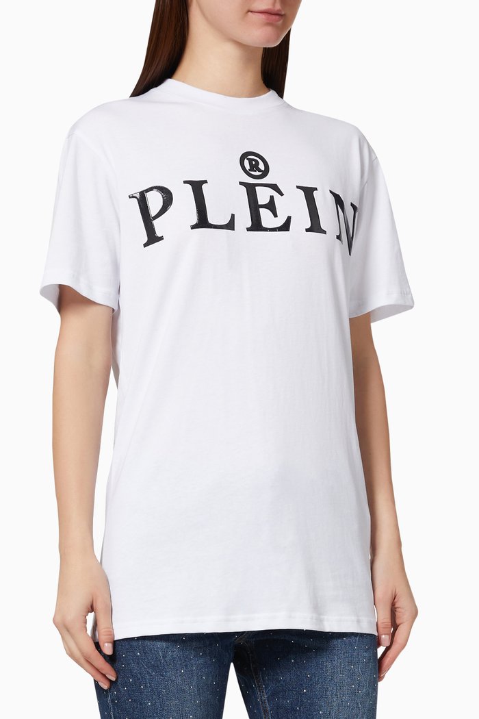Plein® Oversized T-shirt in Cotton Jersey, White