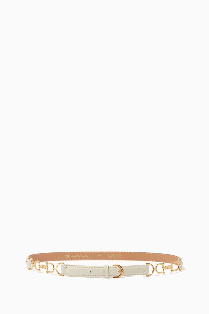 

Horse Bit Belt in Leather, White
