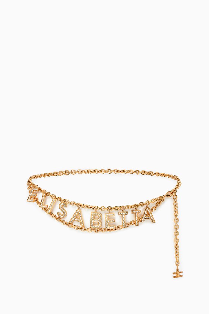 

Logo Charms Chain Belt, Gold