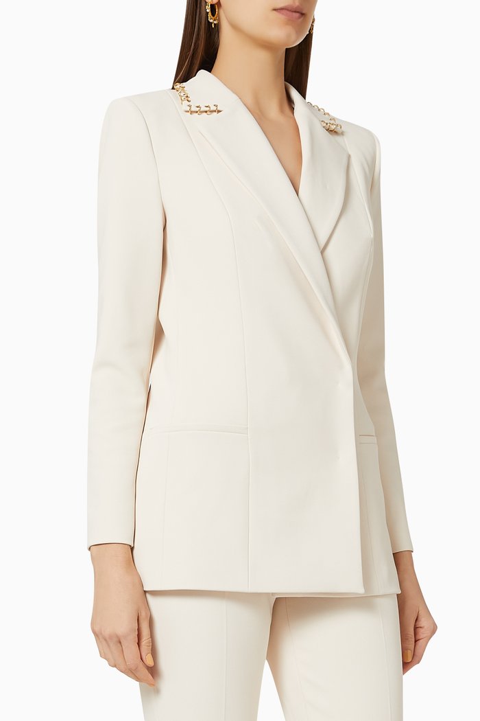 

Jacket with Piercing in Crêpe, White