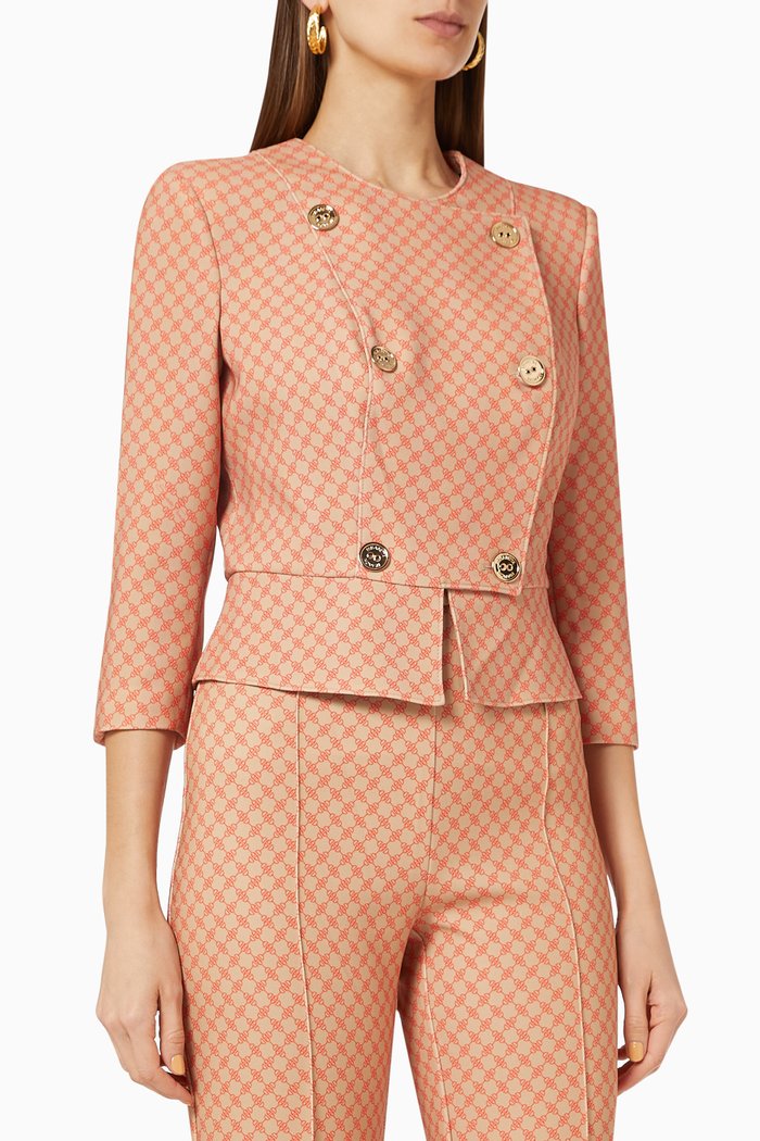 

Double-breasted Jacket in Horse Bit Crêpe, Brown
