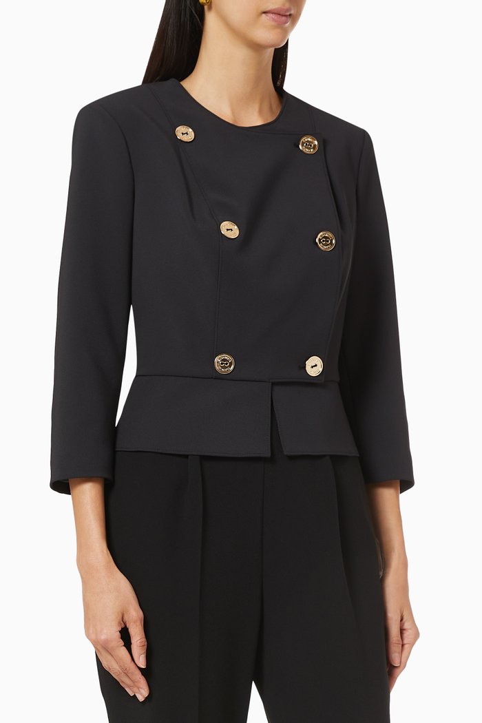 

Double-Breasted Jacket in Crêpe, Black