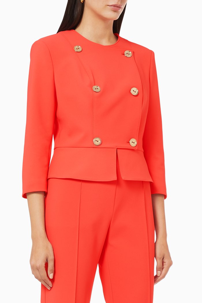 

Double-Breasted Jacket in Crêpe, Red