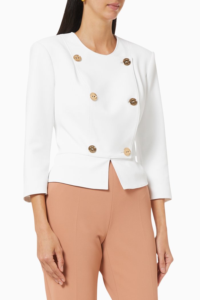 

Double-Breasted Jacket in Crêpe, White