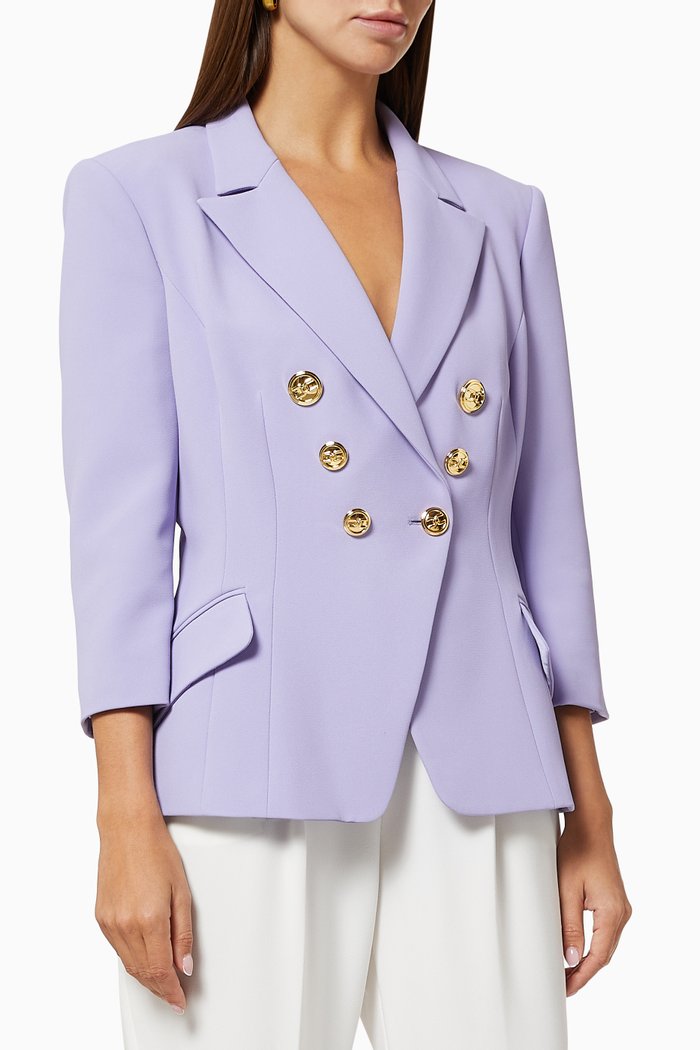 

Double-breasted Jacket in Crêpe, Purple