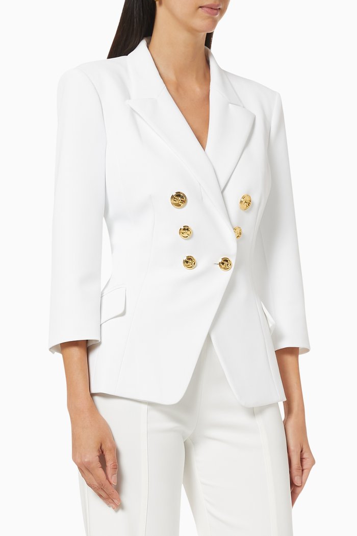 

Double-breasted Jacket in Crêpe, White